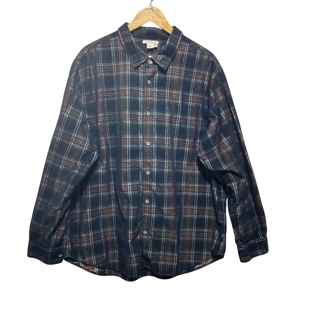 Carbon2Cobalt Mens Rugged Grunge Button Plaid Shirt XL Black Textured Outdoor